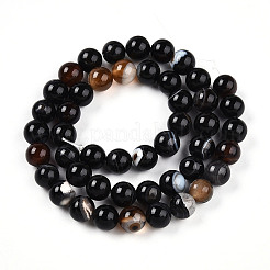 Natural Striped Agate/Banded Agate Beads Strands&nbsp;G-S259-04A-8mm-01
