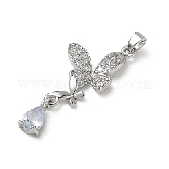 Brass Micro Pave Clear Cubic Zirconia Pendants&nbsp;KK-A299-10P