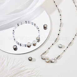 10Pcs 10 Styles Natural Black Lip Shell Flat Round Beads&nbsp;BSHE-PH0001-61