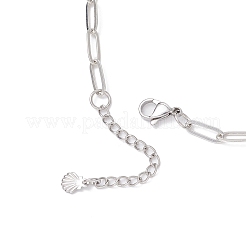 3Pcs 3 Styles Alloy Fish Tail Octopus & Natural White Shell Pendant Brass Paperclip Chain Necklaces for Women&nbsp;NJEW-JN05406