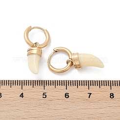 304 Stainless Steel Plastic Imitation Shell Hoop Earrings&nbsp;EJEW-Z089-29G