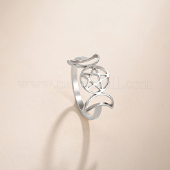 Moon Phase 304 Stainless Steel Finger Rings&nbsp;FS-WGB8857-04
