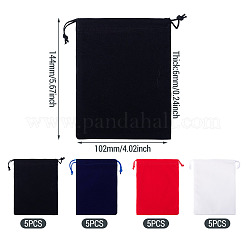 20Pcs 4 Colors Flocking Drawstring Bags&nbsp;ABAG-TA0002-06B