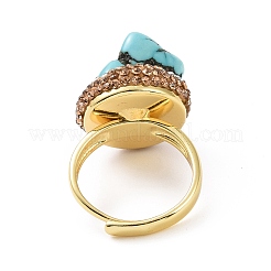 Adjustable Natural Turquoise Nugget Adjustable Ring with Rhinestone&nbsp;RJEW-A011-10G