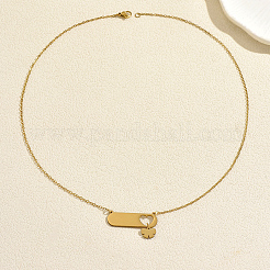 201 Stainless Steel Oval Tag Hollow Heart Bowknot Pendant Necklaces for Women&nbsp;LL2780