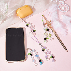 4Pcs Lily of the Valley ABS Plastic Pearl & Acrylic Mobile Straps&nbsp;HJEW-DR00049