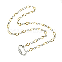 5MM Two Tone 304 Stainless Steel Textured Figaro Chain Necklaces&nbsp;NJEW-JN06466-01