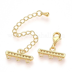 Brass Micro Pave Cubic Zirconia Chain Extender&nbsp;ZIRC-Q022-029G-NR