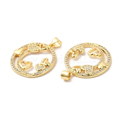 Brass Micro Pave Clear Cubic Zirconia Pendants&nbsp;ZIRC-L103-023G