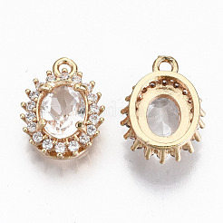Brass Glass Rhinestone Pendants&nbsp;GLAA-S179-28-RS