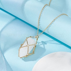 Brass Macrame Pouch Empty Stone Holder for Pendant Necklaces Making&nbsp;NJEW-JN04440-02