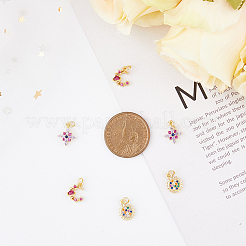 6Pcs 3 Style Brass Micro Pave Cubic Zirconia Charms&nbsp;KK-DC0003-17
