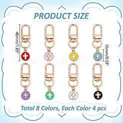 32Pcs 8 Colors Alloy Enamel Oval with Cross Pendant Decorations&nbsp;HJEW-WR00050