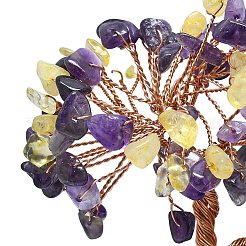 Natural Mixed Gemstone Chip Pachira Glabra Display Decorations&nbsp;DJEW-K025-05B