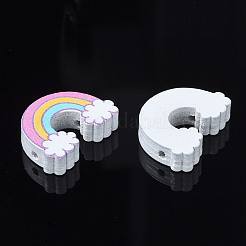 Printed Natural Wooden Beads&nbsp;WOOD-S055-28