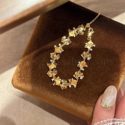 Brass Micro Pave Clear Cubic Zirconia Link Chain Bracelets for Women&nbsp;WG3120E-02