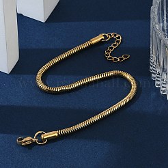 Ion Plating(IP) 304 Stainless Steel Round Snake Chain Bracelets&nbsp;BJEW-O186-08A-G