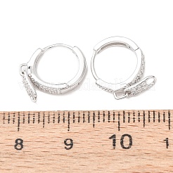 Zipper 925 Sterling Silver Micro Pave Clear Cubic Zirconia Hoop Earrings&nbsp;EJEW-K317-01P