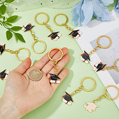 20Pcs Zinc Alloy Enamel Graduation Hat Keychains&nbsp;KEYC-FH00101