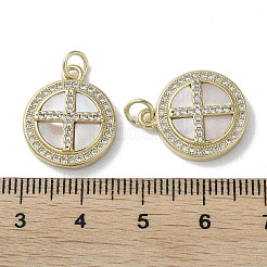 Brass Micro Pave Clear Cubic Zirconia Cross Pendants&nbsp;KK-G485-32G-01