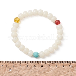 9MM Round Synthetic Turquoise & Natural Quartz Crystal & Carnelian & Rondelle Natural Bodhi Root Beaded Stretch Bracelets for Women & Girls&nbsp;BJEW-TA00724