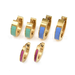 304 Stainless Steel Enamel Hoop Earrings&nbsp;EJEW-K268-19G-04