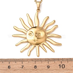 304 Stainless Steel Sun Pendant Cable Chain Necklaces for Men Women&nbsp;NJEW-K308-04C-G
