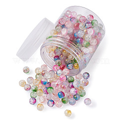 Transparent Spray Painted Crackle Glass Beads Strands&nbsp;GLAA-TA0003-09