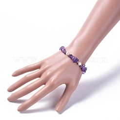 Natural Amethyst Chip Beaded Bracelets&nbsp;BJEW-JB04933-03
