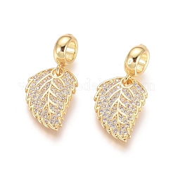 Brass Micro Pave Cubic Zirconia European Dangle Charms&nbsp;ZIRC-E163-17G