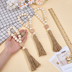 4Pcs Wood Beaded Pendant Decorations&nbsp;HJEW-MA00019