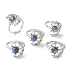 Natural Labradorite Finger Rings&nbsp;RJEW-E067-04P