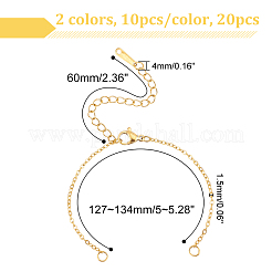 20Pcs 2 Colors 201 Stainless Steel Cable Chain Link Bracelet Making&nbsp;STAS-UN0047-16