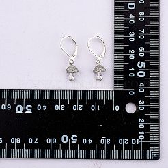 Clear Cubic Zirconia Mushroom Dangle Leverback Earrings&nbsp;EJEW-SW00011-25