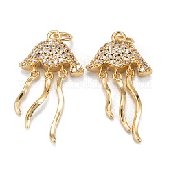 Brass Micro Pave Clear Cubic Zirconia Pendants&nbsp;ZIRC-P086-26G