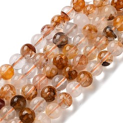 Natural Yellow Hematoid Quartz/Golden Healer Quartz Beads Strands&nbsp;G-C268-B01-01