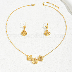 Elegant Hollow Fan Brass Necklace & Dangle Earrings Set&nbsp;RC4710