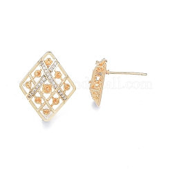 Brass Micro Pave Clear Cubic Zirconia Stud Earring Findings&nbsp;KK-T062-244G