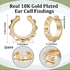 3 Pairs Brass Ear Cuff Findings&nbsp;KK-BBC0009-75