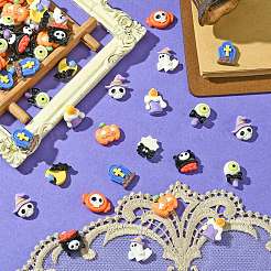 60Pcs 10 Styles Halloween Theme Opaque Resin Decoden Cabochons&nbsp;CRES-CJ0001-69