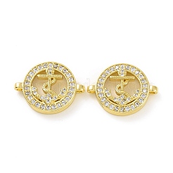 Rack Plating Brass Micro Pave Clear Cubic Zirconia Connector Charms&nbsp;KK-C008-06G