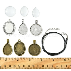 DIY Blank Dome Alloy Glass & Waxed Cord Necklace Making Kits&nbsp;DIY-FS0007-65