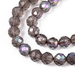 AB Color Plated Natural Ice Obsidian Beads Strands&nbsp;G-T144-B07-06