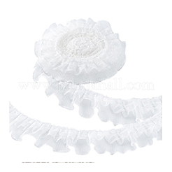 Double Layer Polyester Organza Pleated Lace Trim Ribbons&nbsp;SRIB-WH0011-292A