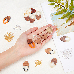 DIY 6 Pairs Oval Resin & Walnut Wood Earring Makings&nbsp;DIY-FH0001-89