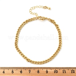 Brass Curb Chain Bracelets for Women Men&nbsp;BJEW-F494-01G-01
