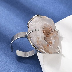 Natural Druzy Agate Cuff Open Rings&nbsp;RJEW-A084-02P