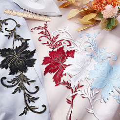 Peony Polyester Embroidery Ornament Accessories&nbsp;PATC-WH0008-04B