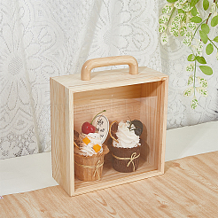 Transparent Acrylic Sliding Lid Wooden Gift Boxes with Handle&nbsp;CON-WH0078-28