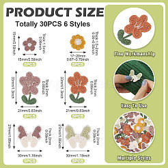 30Pcs 6 Styles Flower Computerized Embroidery Cloth Iron On Patches&nbsp;PATC-TA0001-36B
